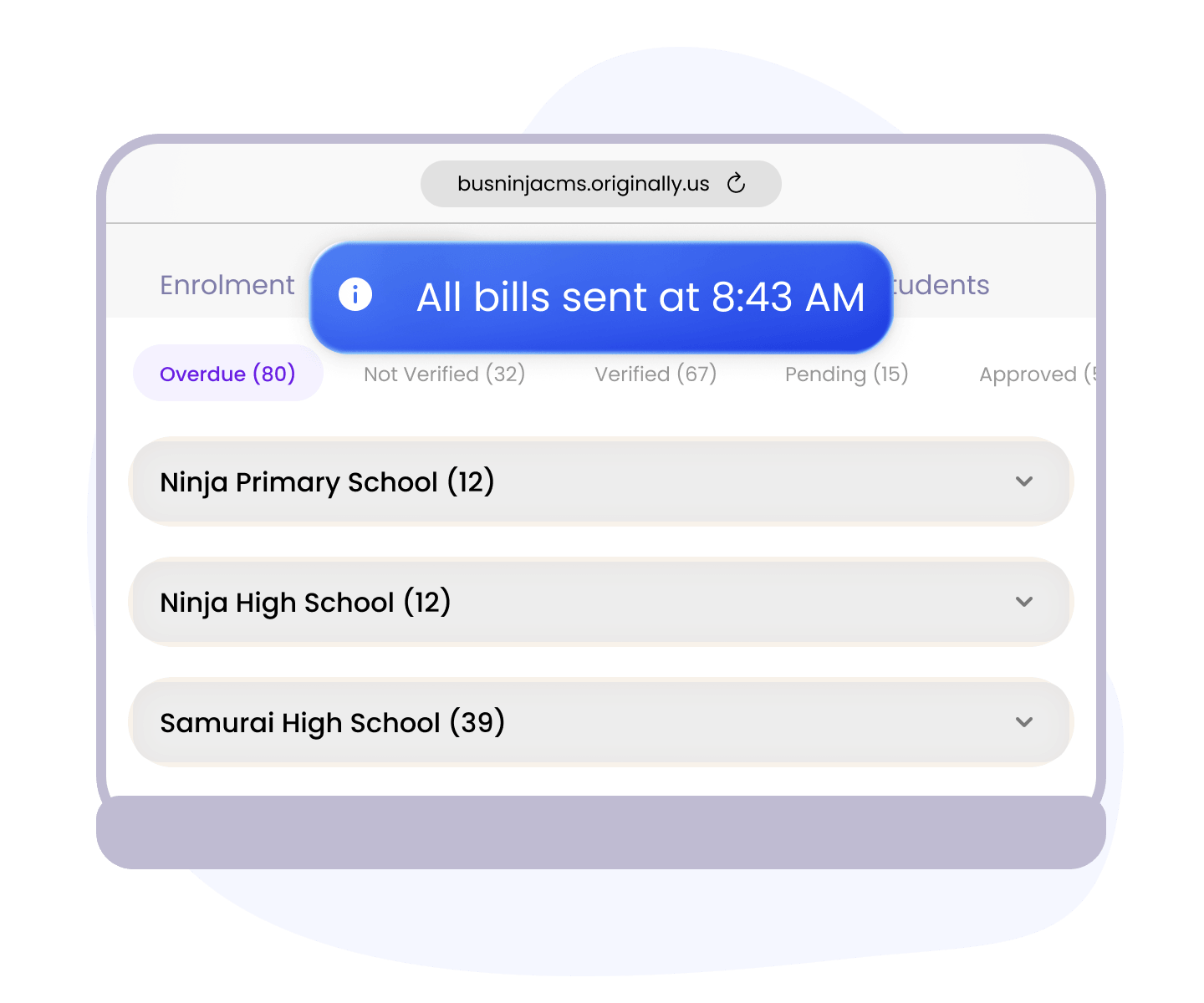 Ninja tracking parent payment