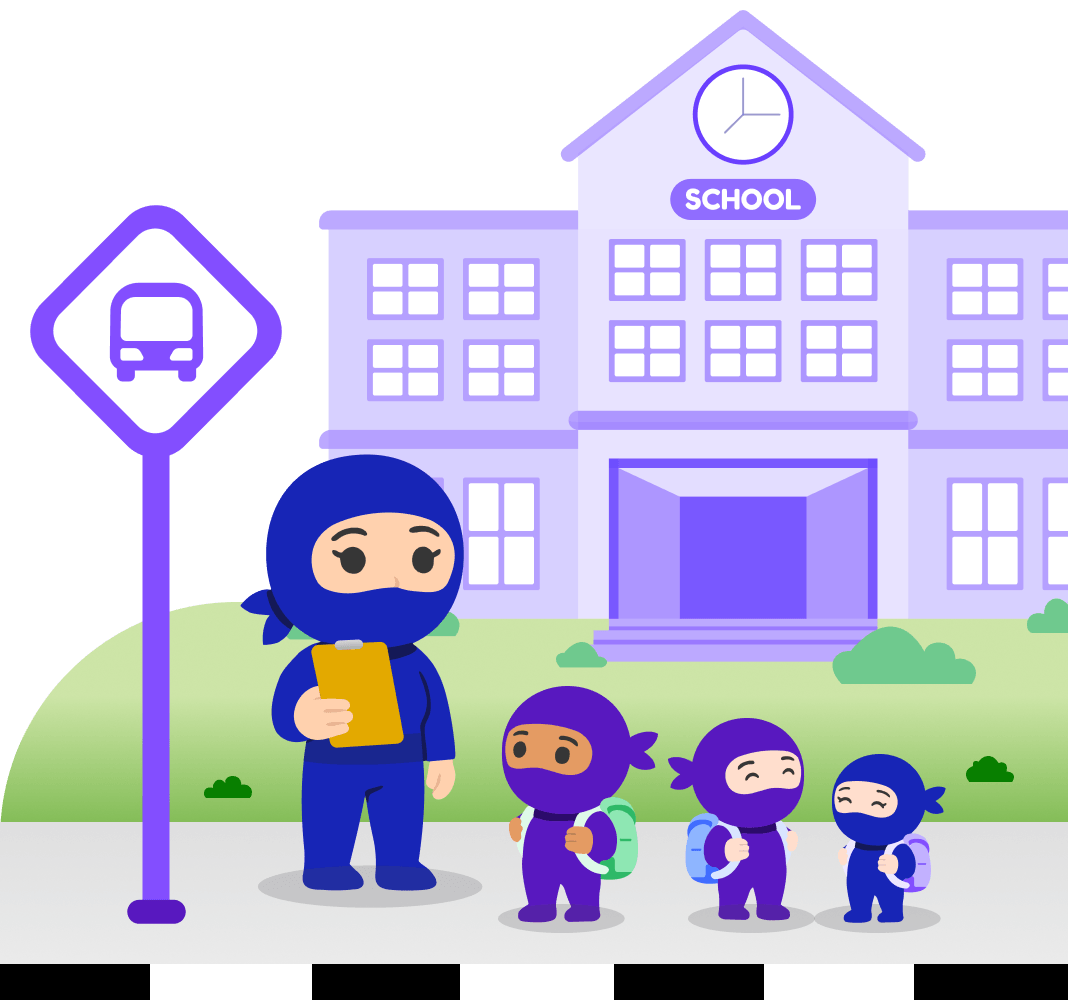 Bus Ninja illustration for school